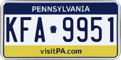 PA license plate KFA9951