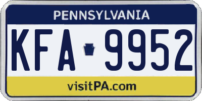 PA license plate KFA9952