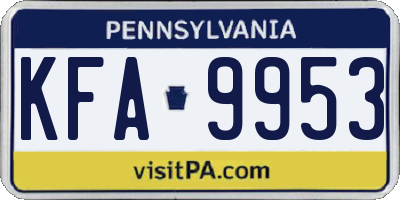PA license plate KFA9953