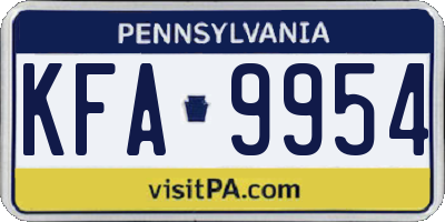 PA license plate KFA9954