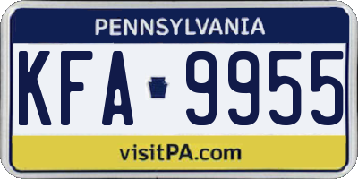 PA license plate KFA9955
