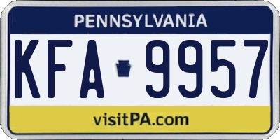 PA license plate KFA9957