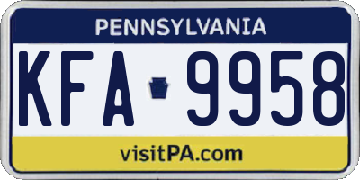 PA license plate KFA9958