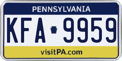 PA license plate KFA9959