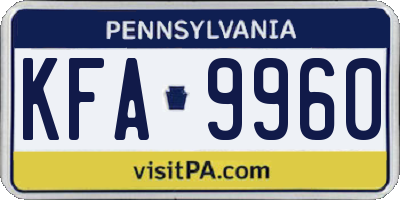 PA license plate KFA9960