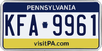PA license plate KFA9961