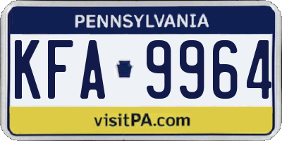 PA license plate KFA9964
