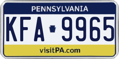 PA license plate KFA9965
