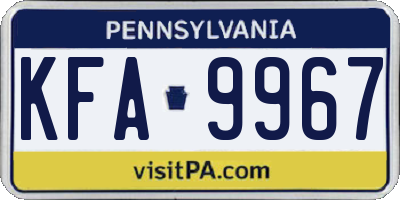 PA license plate KFA9967