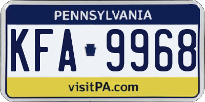 PA license plate KFA9968