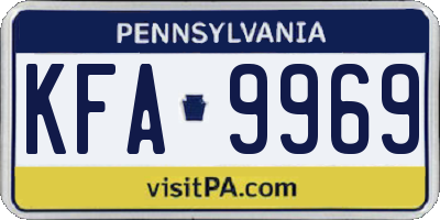 PA license plate KFA9969