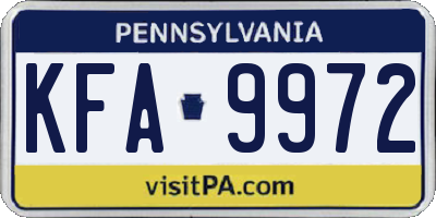 PA license plate KFA9972