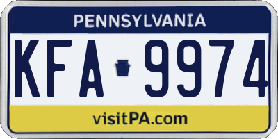 PA license plate KFA9974