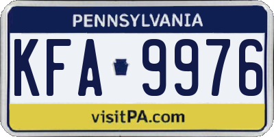 PA license plate KFA9976
