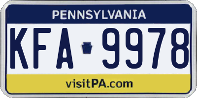 PA license plate KFA9978