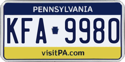PA license plate KFA9980