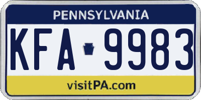 PA license plate KFA9983