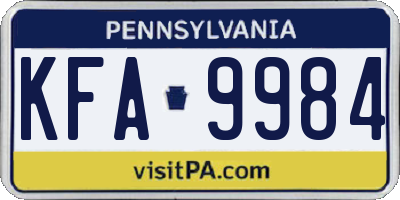 PA license plate KFA9984