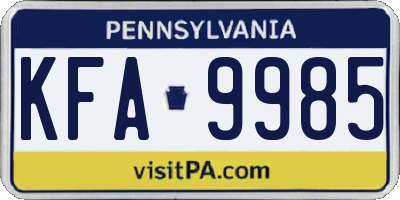 PA license plate KFA9985