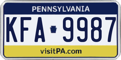 PA license plate KFA9987