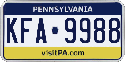 PA license plate KFA9988