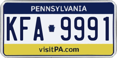 PA license plate KFA9991