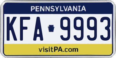PA license plate KFA9993