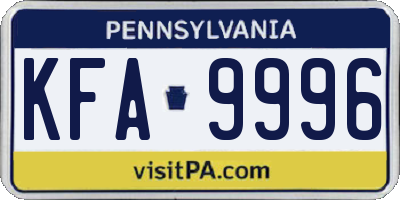 PA license plate KFA9996