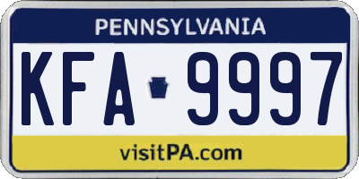 PA license plate KFA9997