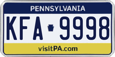 PA license plate KFA9998