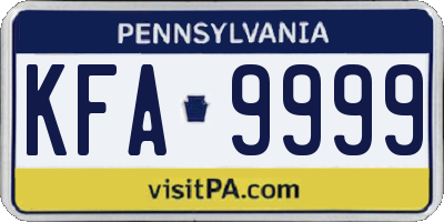 PA license plate KFA9999