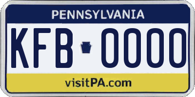 PA license plate KFB0000