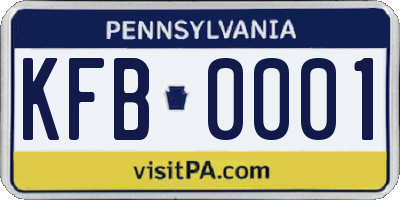 PA license plate KFB0001