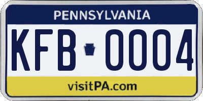PA license plate KFB0004