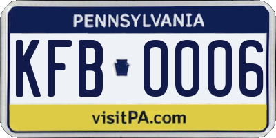 PA license plate KFB0006