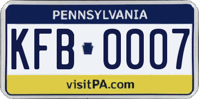 PA license plate KFB0007