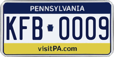 PA license plate KFB0009