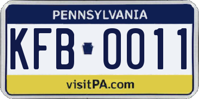 PA license plate KFB0011