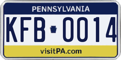 PA license plate KFB0014