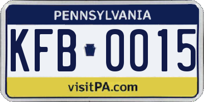 PA license plate KFB0015