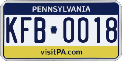 PA license plate KFB0018
