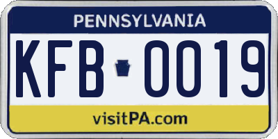 PA license plate KFB0019