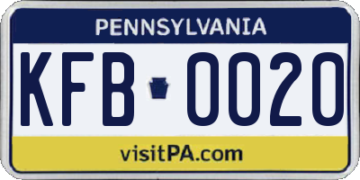 PA license plate KFB0020