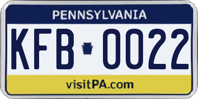 PA license plate KFB0022