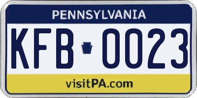 PA license plate KFB0023