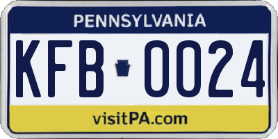 PA license plate KFB0024