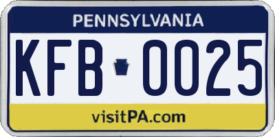 PA license plate KFB0025