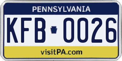 PA license plate KFB0026