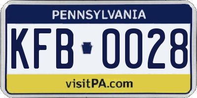 PA license plate KFB0028