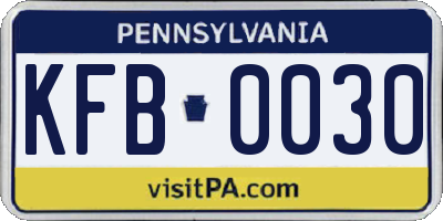 PA license plate KFB0030